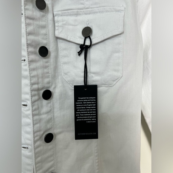 Kut from the Kloth Kara Fray Hem White Denim Jacket Size Small NWT - Picture 4 of 12